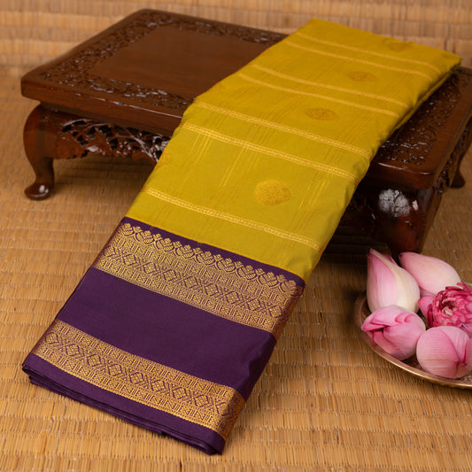Pear green and Purple semi silk saree