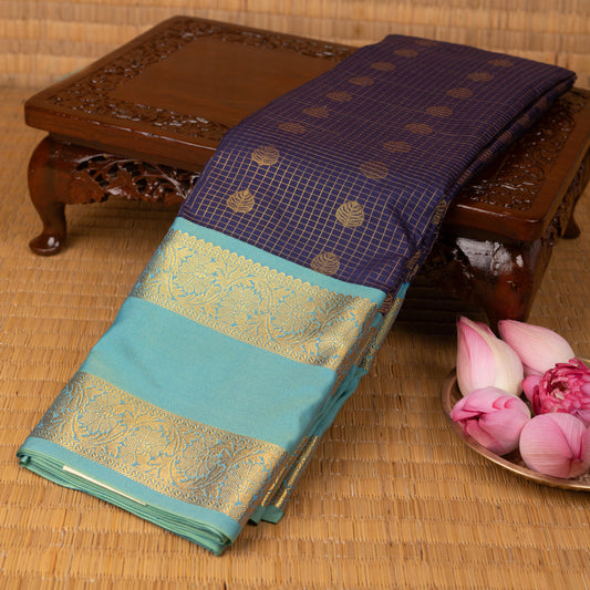 Royal blue and Dual tone blue semi silk saree