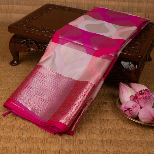 Pink and Rani pink soft silk saree