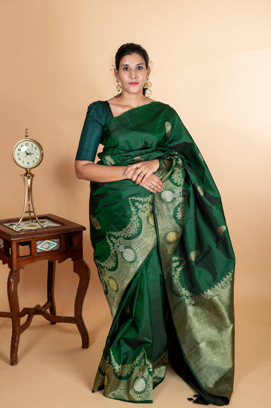 Bottle Green Pattu Saree