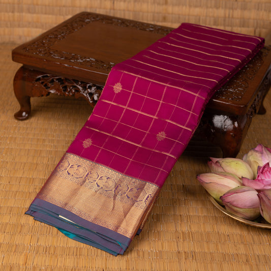 Orchid purple and Dual tone blue pure touch silk saree