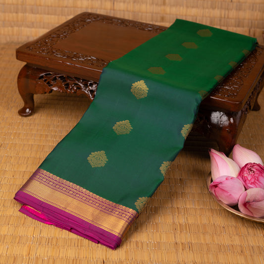 Basil green and Palatinate purple Pure Touch silk saree