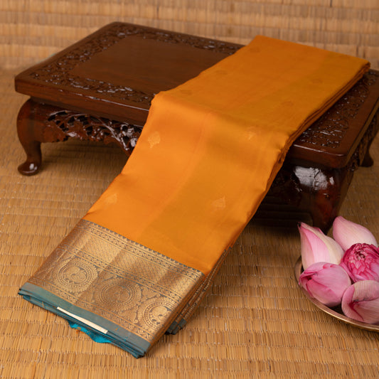 Turmeric Yellow and Dual Tone blue Pure Touch silk saree