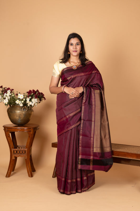 Sangria Purple Pure Kanjivaram silk saree