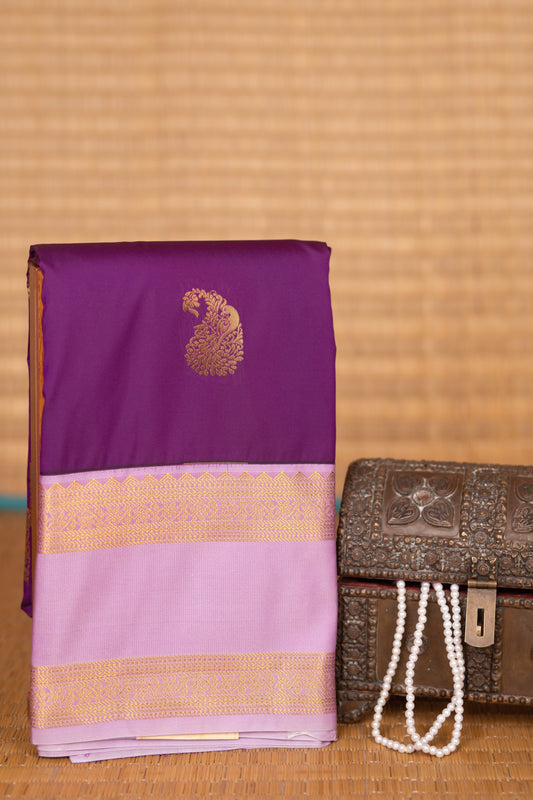 Orchid purple and Lavender Retta Patta Border semi silk saree
