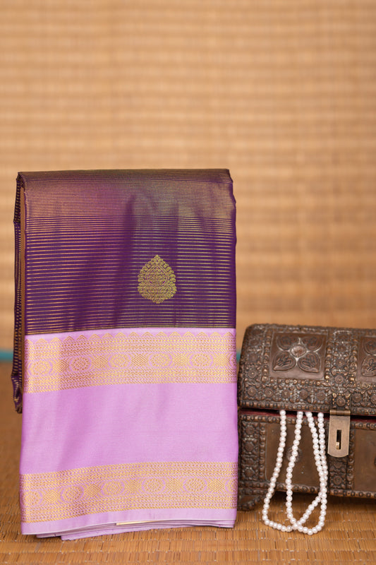 Palatinate Purple and Lavender Retta Patta Border soft silk saree