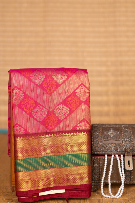 Dual Tone Pink and Maroon soft silk saree