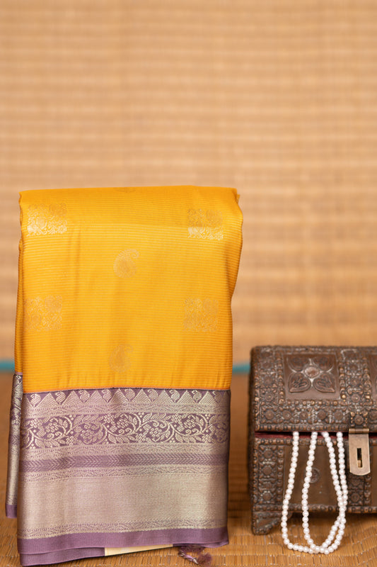 Mango yellow and Mauve Lavender soft silk saree