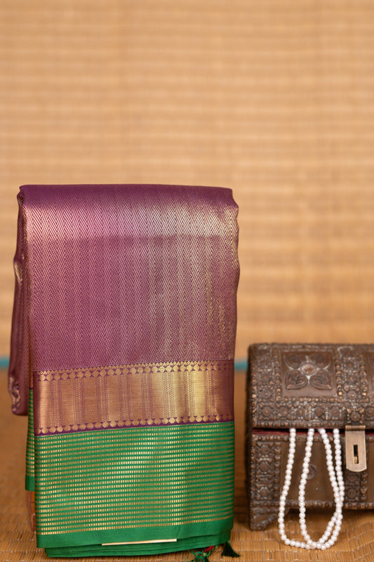 Palatinate Purple and Lawn green soft silk saree