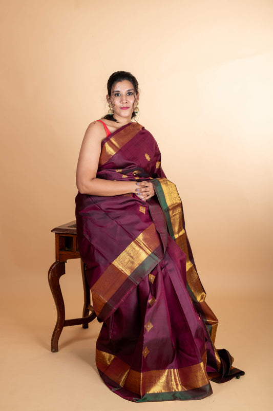 Wine purple pattu saree
