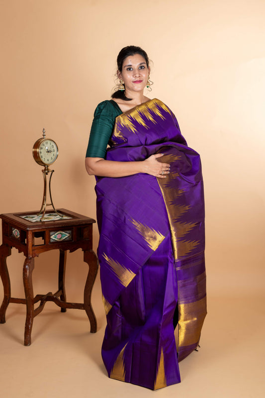 Purple temple border kanjivaram silk saree