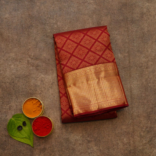 Red brocade kanjivaram silk saree
