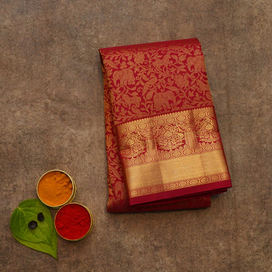 Red colour pattu saree