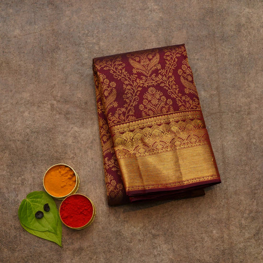 maroon pattu saree