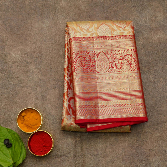 Red kanjivaram tissue silk saree