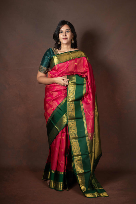 Pink vairaoosi silk saree