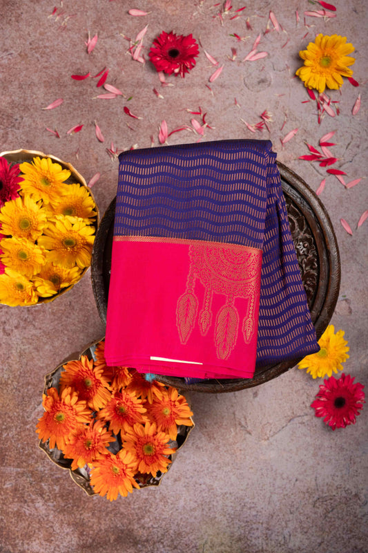 Blue Brocade Semi Soft Silk Saree