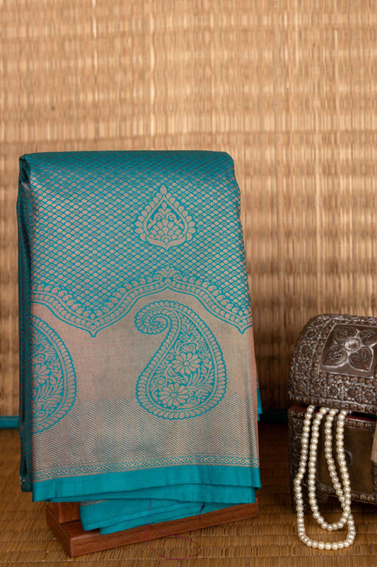 Blue jaquard silk saree