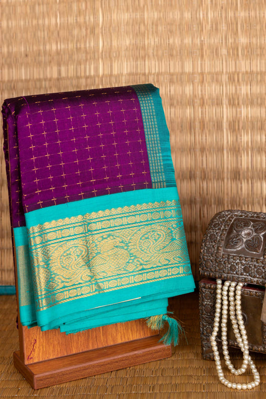 Blue and purple pure sico saree