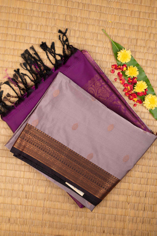 Grey and purple soft silk saree