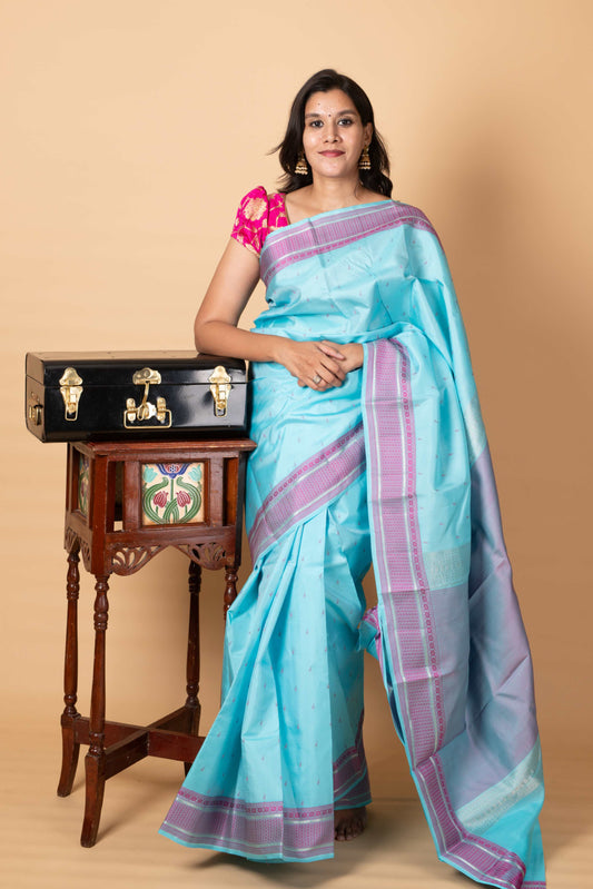 Pastel Blue Kanchipuram Silk Saree