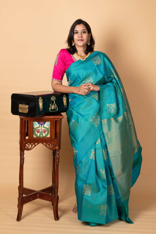 Blue kanjivaram saree
