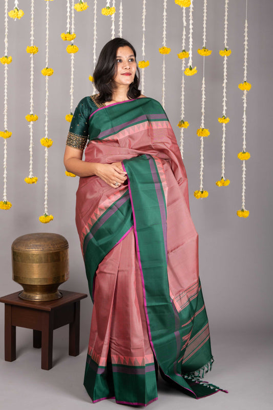 Pink silk saree