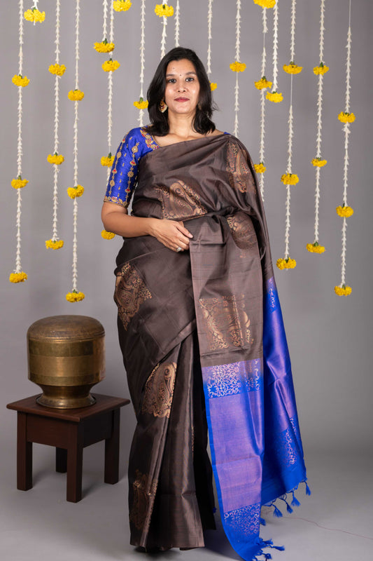 Grey silk saree
