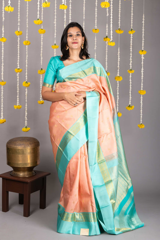 Peach Colour Wedding Silk Sarees
