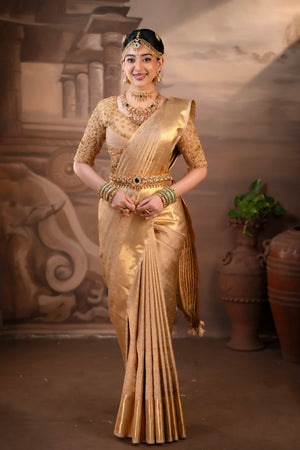 Golden Kanjivaram Saree