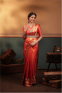 Orange Pattu Saree