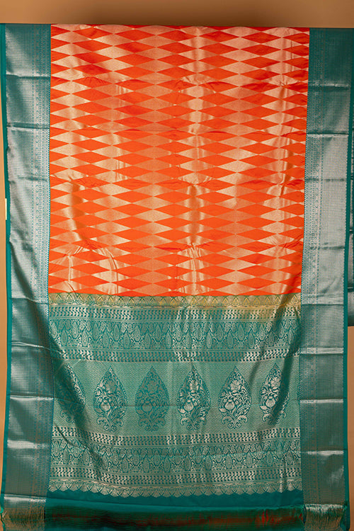 Orange semi soft silk saree