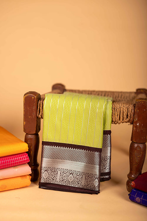 Pastel green semi soft silk saree