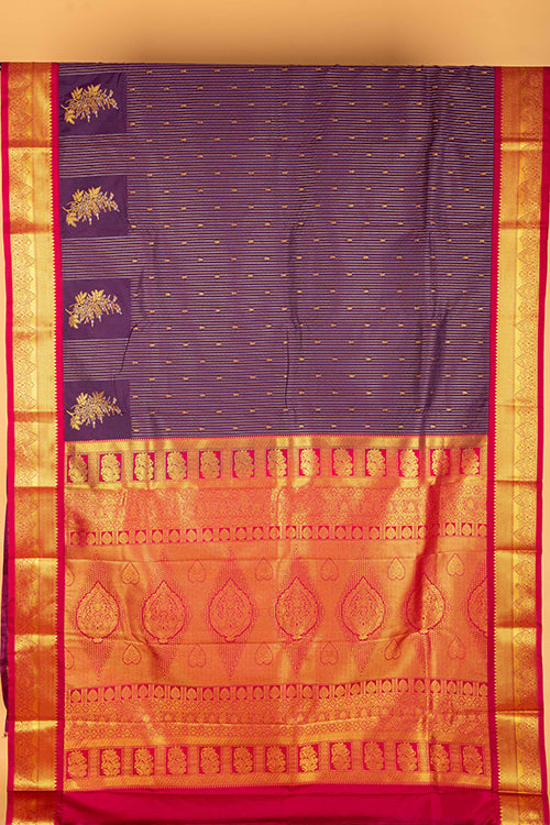 Purple and reddish pink semi silk saree
