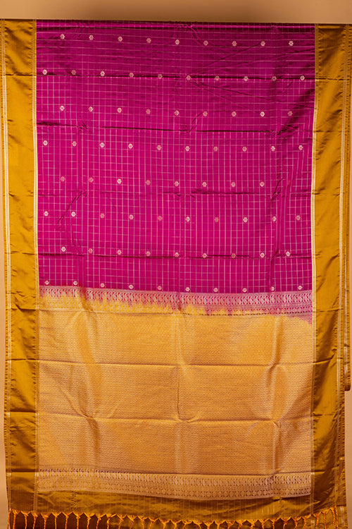 Purple Checks Traditional Semi Silk Saree