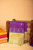 Pastel Green and Purple Silk Cotton Saree