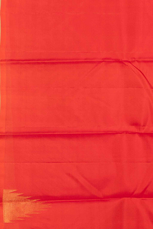 Tomato red temple border silk saree