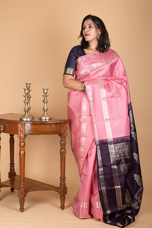 Pink Mauve Silk Saree
