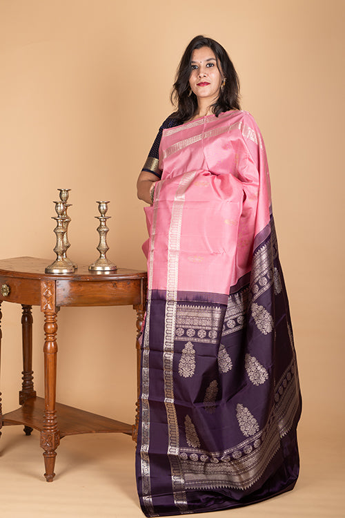 Pink Mauve Silk Saree