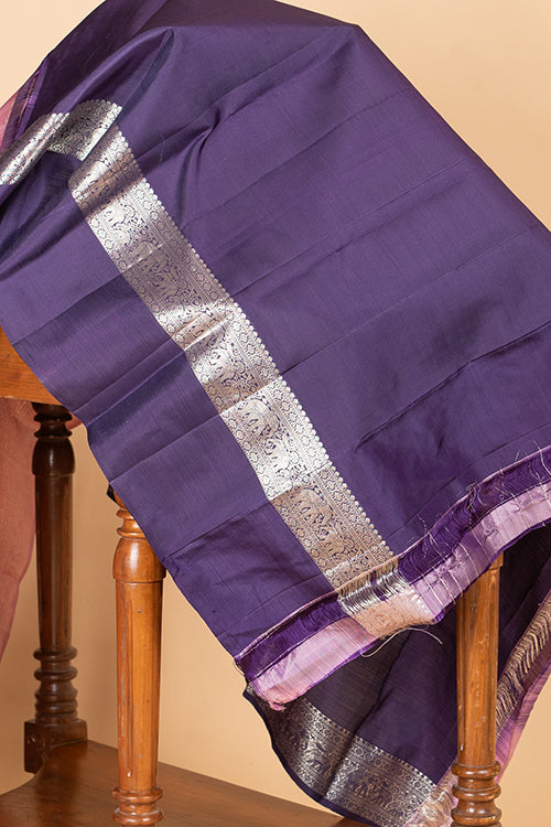 Navy Blue and Pink Silk Saree