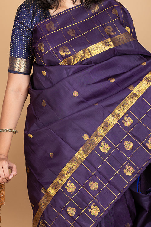 Blue vairaoosi checks silk saree