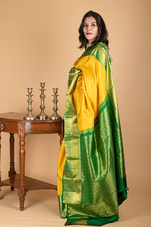 Yellow pattu saree