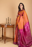 Purple and rust pure kanjivaram silk saree