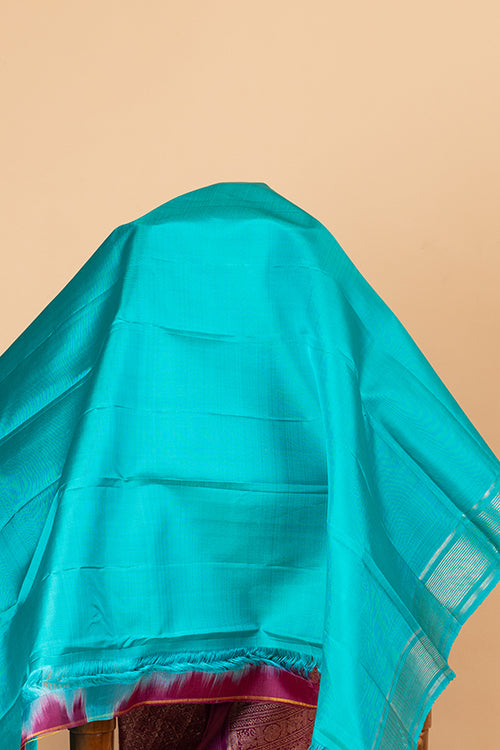 Brinjal purple and green pure silk saree