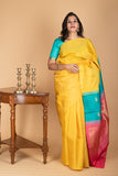 Yellow and Pink Kanchipuram Silk Saree