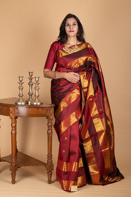 Maroon Kanchipuram Pattu Saree