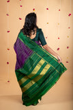 Purple and green pure silk saree