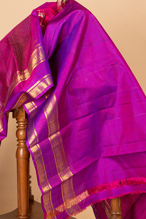 Blue retta pettu pure silk saree