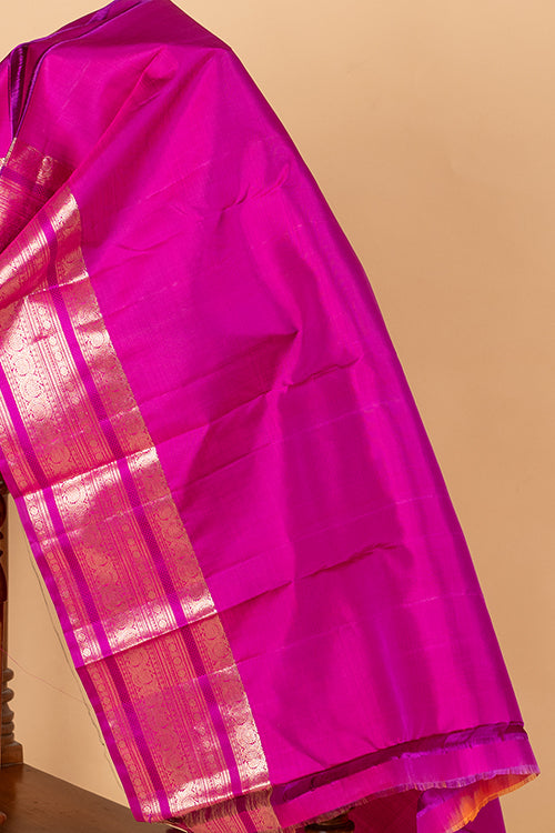 Orange and Magenta Pure Silk Saree