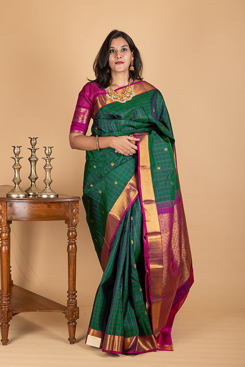 Peacock Green colour silk saree